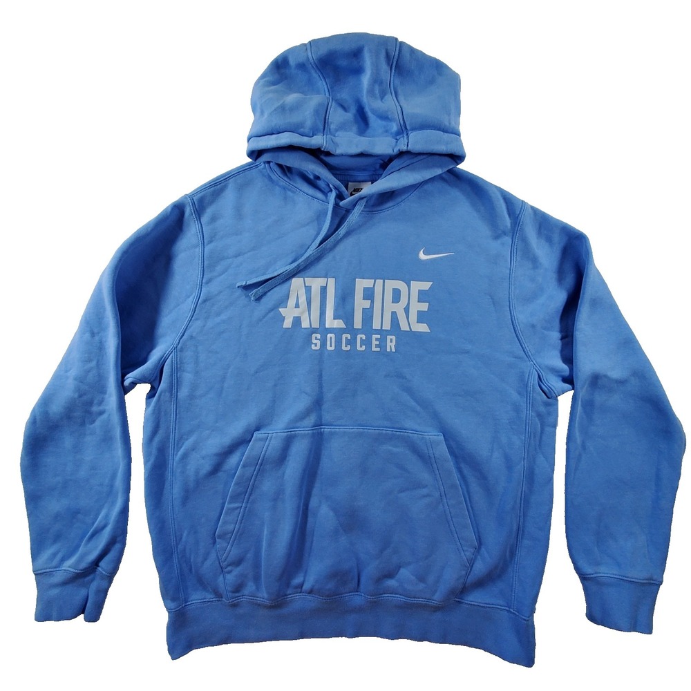 Nike ATL Fire Soccer Hoodie Blue‎ Pullover Sweatshirt Men's Large